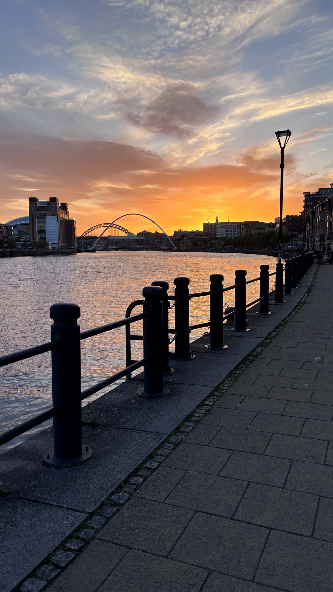 Golden evening light over the River Tyne and Newcastle’s bridges